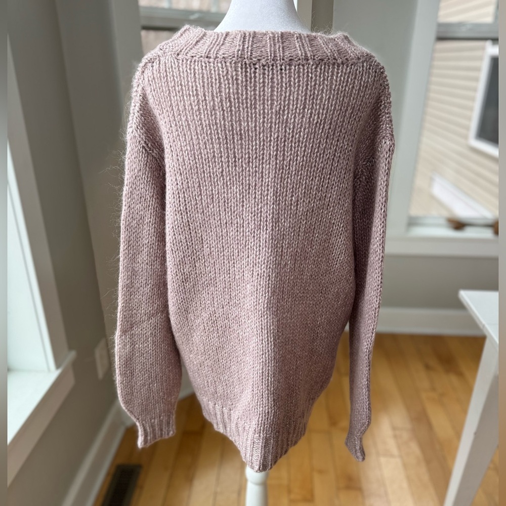 Moda International Mauve Purple Pink Oversized V neck Tunic Sweater Size Large - Picture 3 of 7